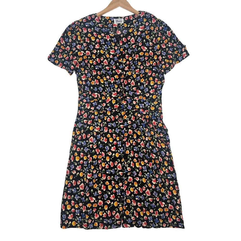 VNTG Darian Knee Length Button Down 90s Phoebe Buffay Cottage Prairie Dress sz S